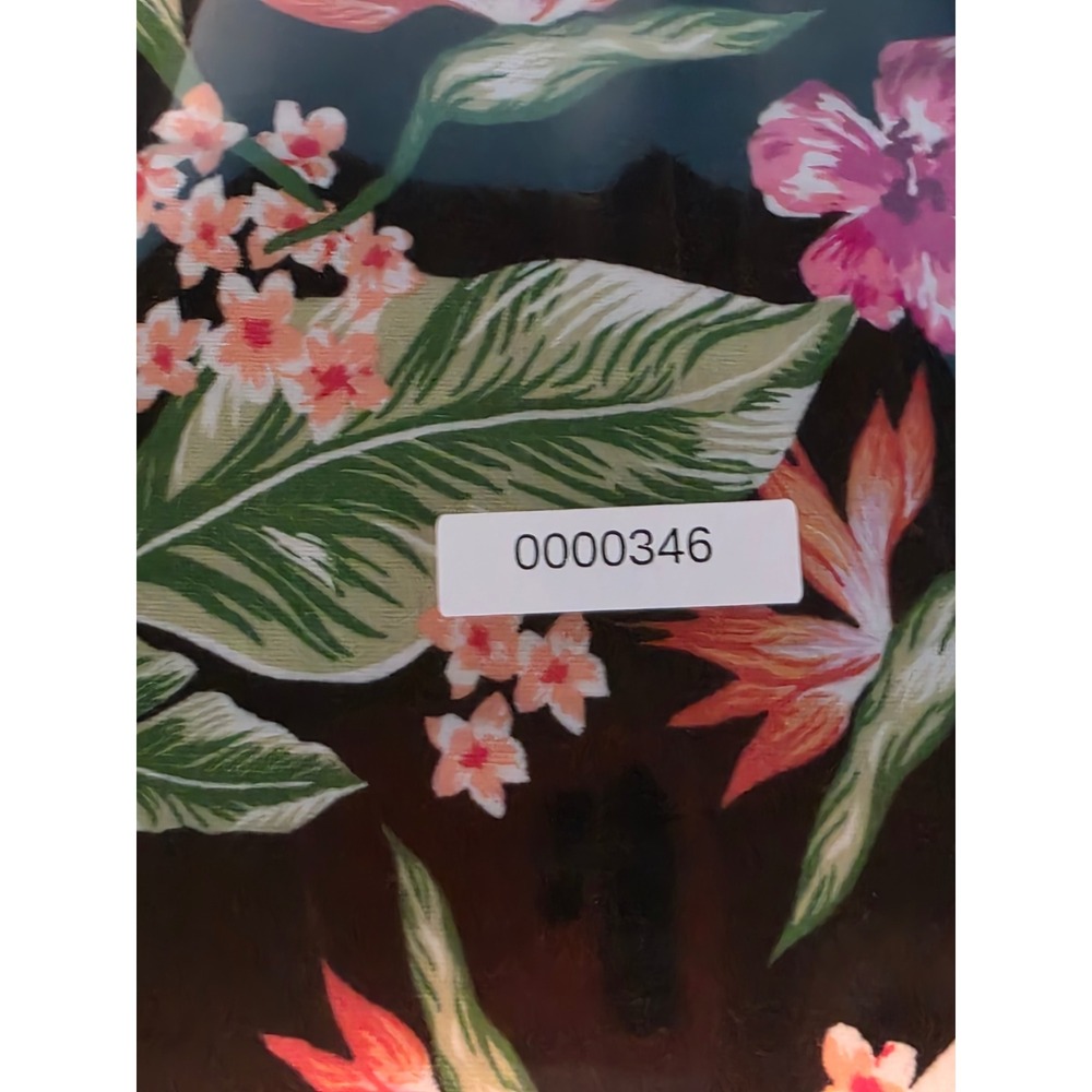 Catherines Tropical Floral Hibiscus Scoop Neck Top Black Pink 0X 14/16W - Picture 9 of 9